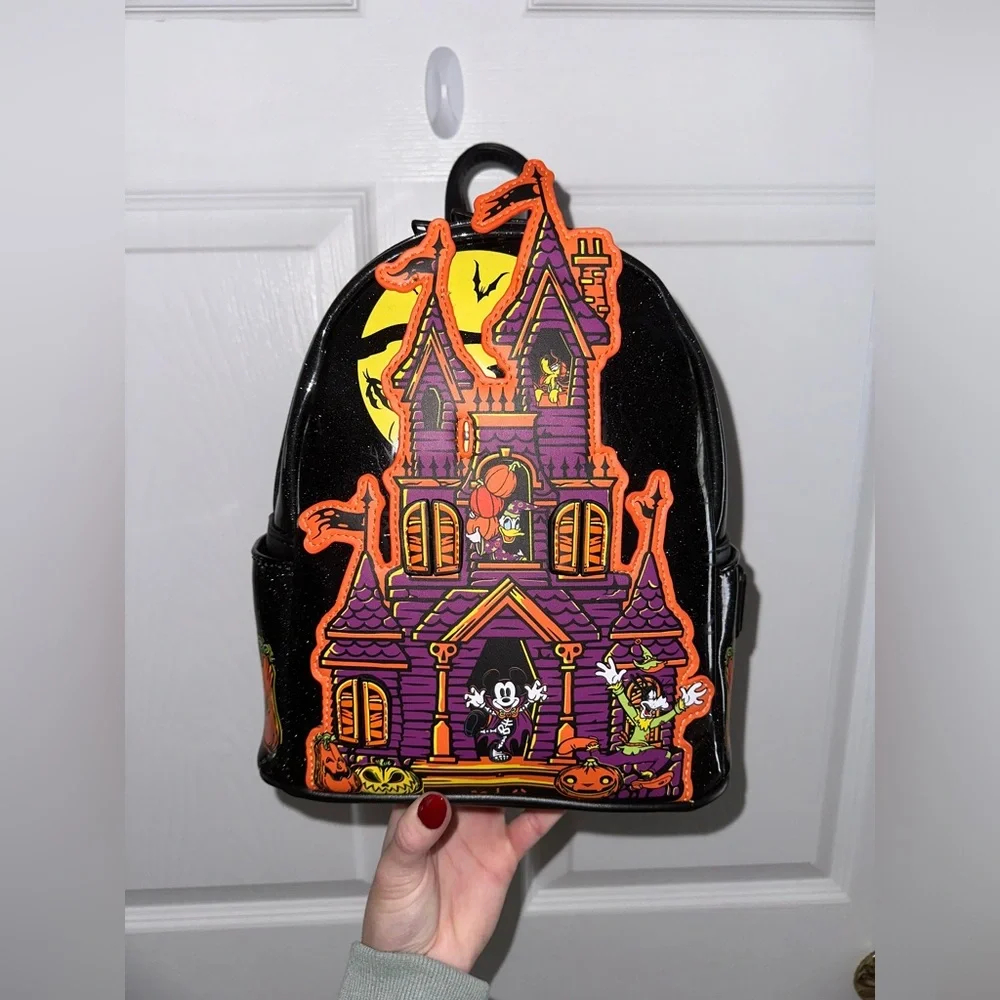 🆕 Disney Parks Mickey and Friends Halloween Haunted House Loungefly Backpack - Picture 5 of 11